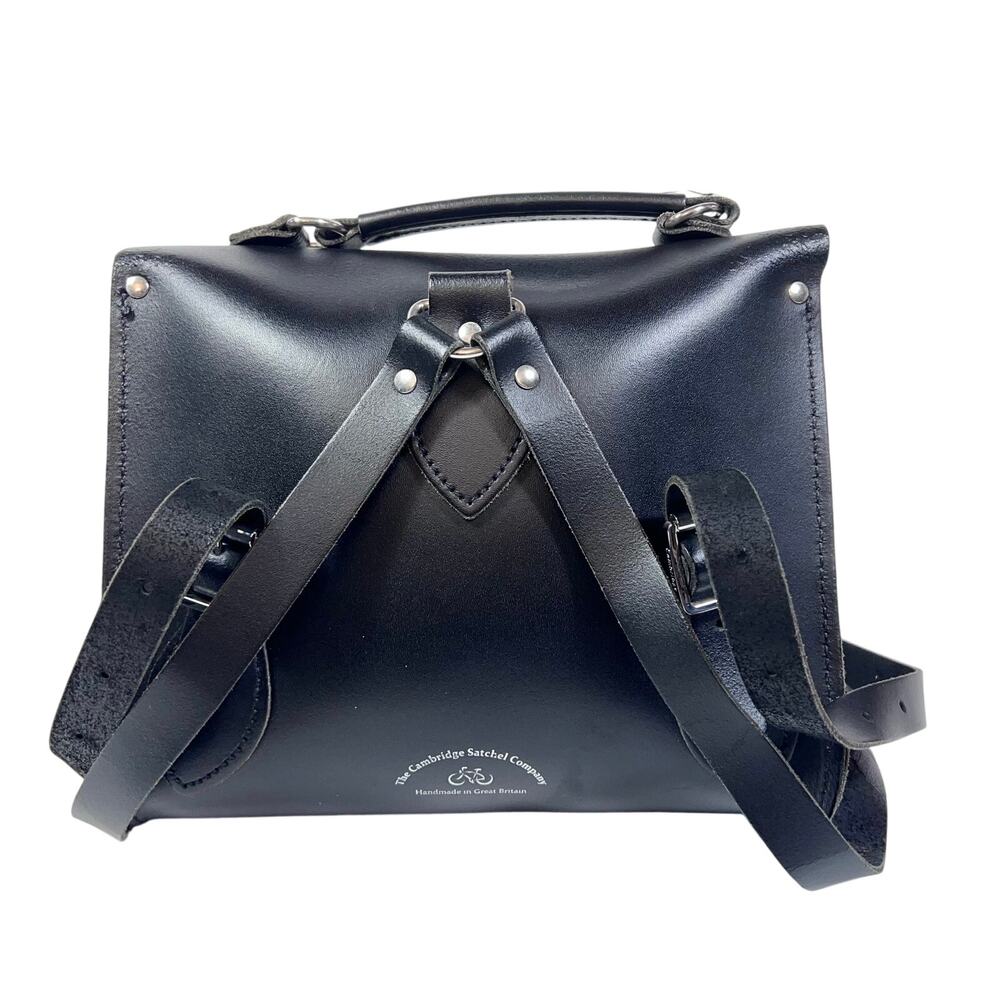 The Cambridge Satchel Company Poppy Grab Bag Mini Top Handle Black Leather - Picture 2 of 9